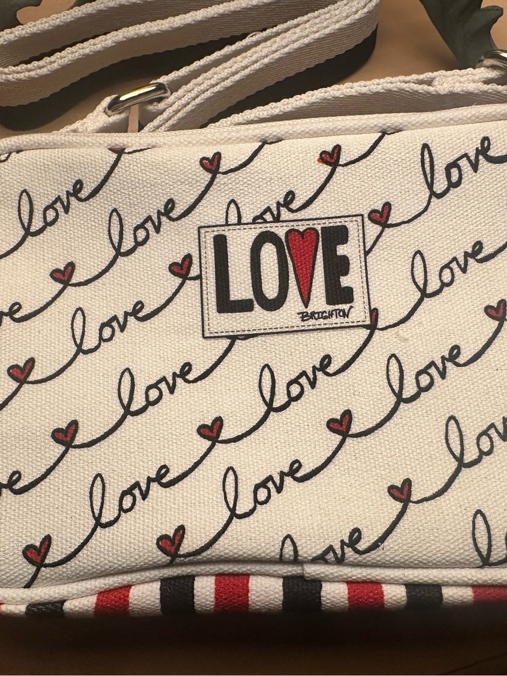 Brighton Canvas LOVE Scroll crossbody handbag